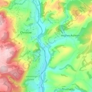 Lower Ashton topographic map, elevation, terrain