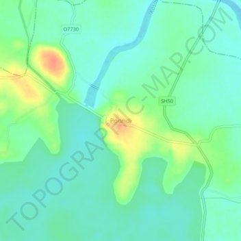 Poondi topographic map, elevation, terrain