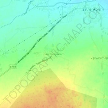 Pandarapuram topographic map, elevation, terrain