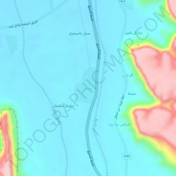 Badrah topographic map, elevation, terrain