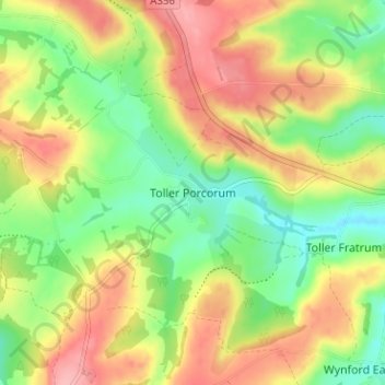 Toller Porcorum topographic map, elevation, terrain