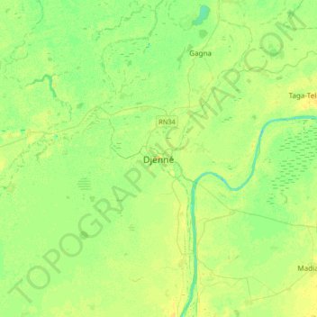 Djenné topographic map, elevation, terrain