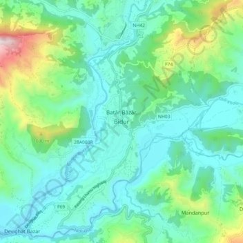 Bidur topographic map, elevation, terrain