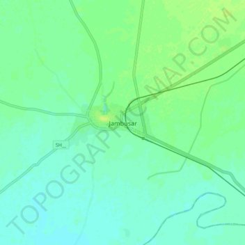 Jambusar topographic map, elevation, terrain