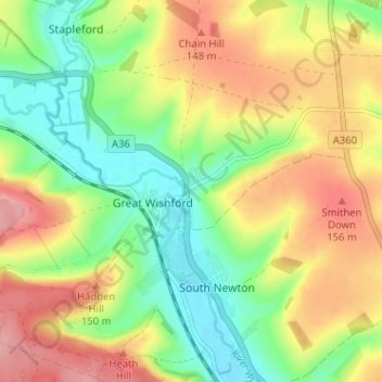 Stoford topographic map, elevation, terrain