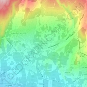 Les Imberts topographic map, elevation, terrain