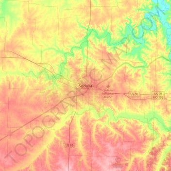 Sedalia topographic map, elevation, terrain