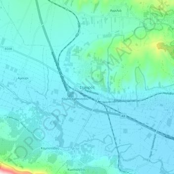 Stavros topographic map, elevation, terrain