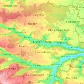Dietenhofen topographic map, elevation, terrain