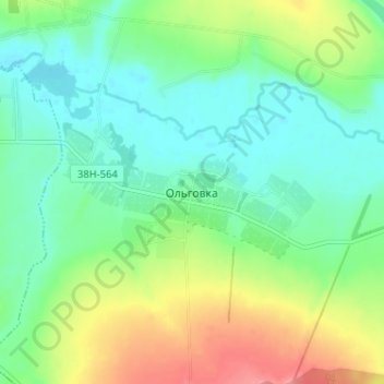 Ольговка topographic map, elevation, terrain