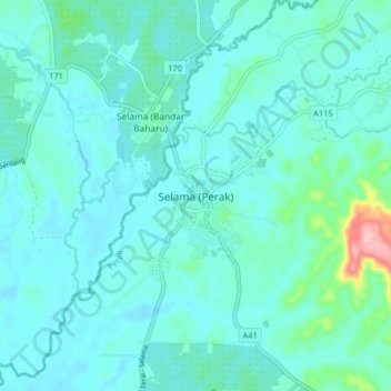 Selama (Perak) topographic map, elevation, terrain
