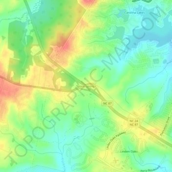 Spout Springs topographic map, elevation, terrain