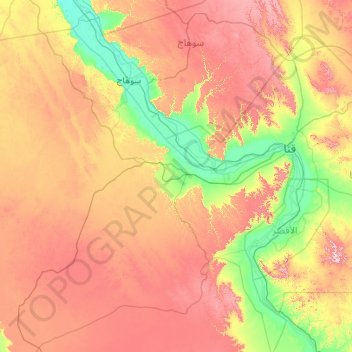 Upper Egypt topographic map, elevation, terrain