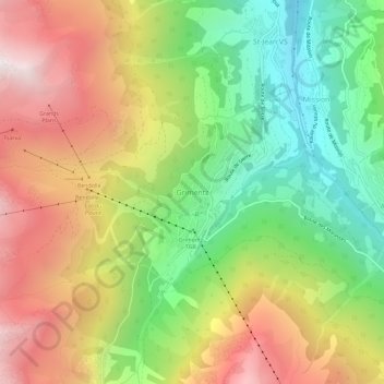 Grimentz topographic map, elevation, terrain