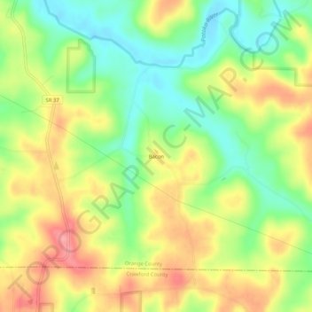 Bacon topographic map, elevation, terrain
