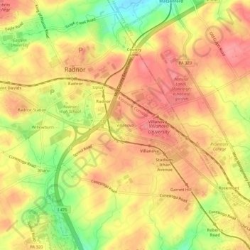 Villanova topographic map, elevation, terrain