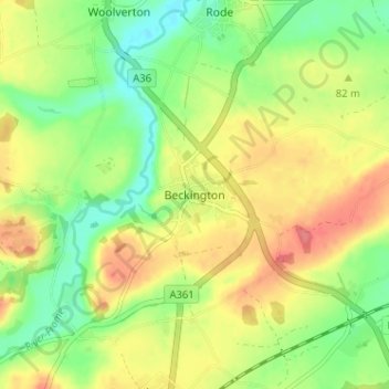 Beckington topographic map, elevation, terrain