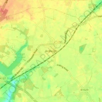 Ardleigh topographic map, elevation, terrain