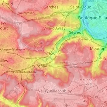 Chaville topographic map, elevation, terrain