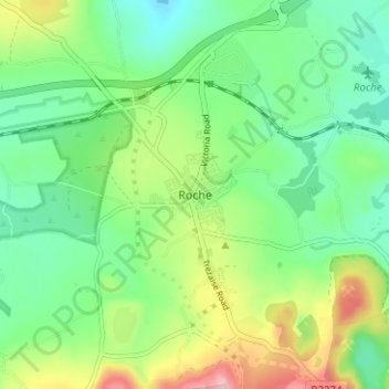 Roche topographic map, elevation, terrain