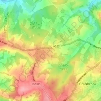 Flishinghurst topographic map, elevation, terrain