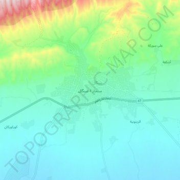 Sinjar topographic map, elevation, terrain