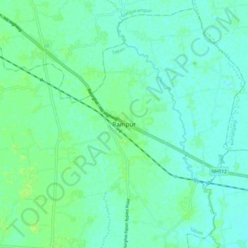 Rampur topographic map, elevation, terrain