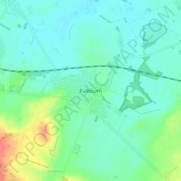 Fulbourn topographic map, elevation, terrain