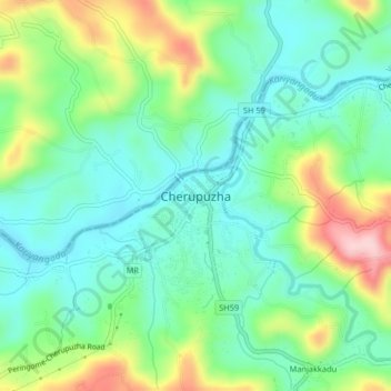 Cherupuzha topographic map, elevation, terrain