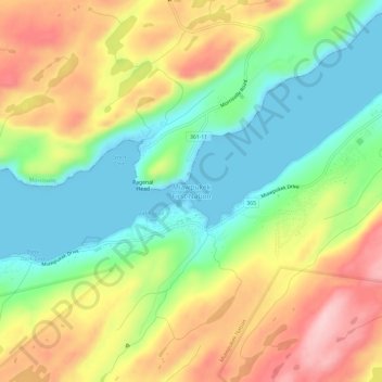 Miawpukek First Nation topographic map, elevation, terrain