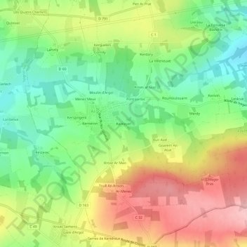 Kerneyet topographic map, elevation, terrain