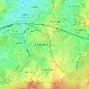 Easthampstead topographic map, elevation, terrain