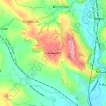 Hazelwood topographic map, elevation, terrain