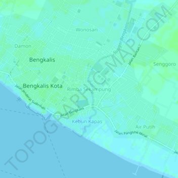 Rimba Sekampung topographic map, elevation, terrain