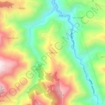 Elmabelen topographic map, elevation, terrain