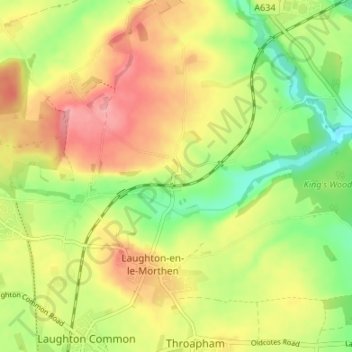 Slade Hooton topographic map, elevation, terrain