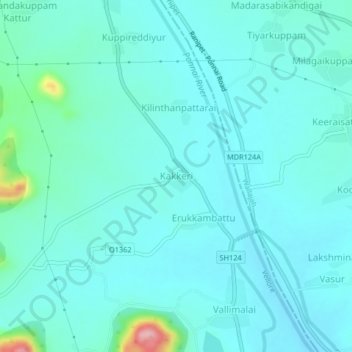 Kakkeri topographic map, elevation, terrain