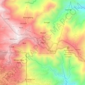 Pagal topographic map, elevation, terrain