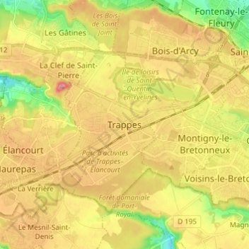 Trappes topographic map, elevation, terrain