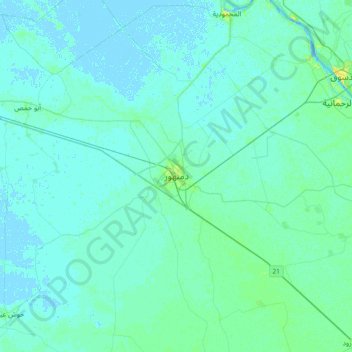 Damanhur topographic map, elevation, terrain