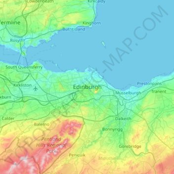 Edinburgh topographic map, elevation, terrain