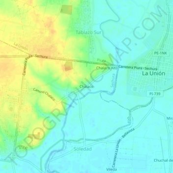 Chalaco topographic map, elevation, terrain