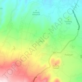 Cisaat topographic map, elevation, terrain