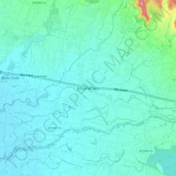 Khairahani topographic map, elevation, terrain