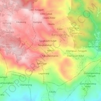 Maniis topographic map, elevation, terrain