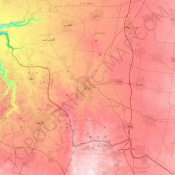 Daraa topographic map, elevation, terrain