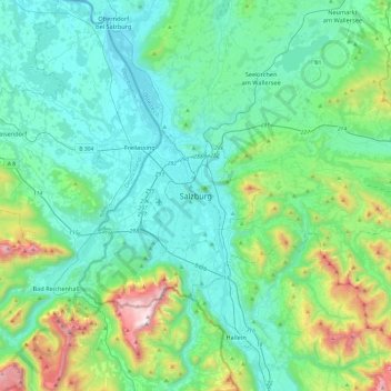 Salzburg topographic map, elevation, terrain