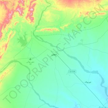 Bannu topographic map, elevation, terrain