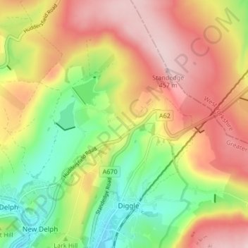 Castleshaw topographic map, elevation, terrain