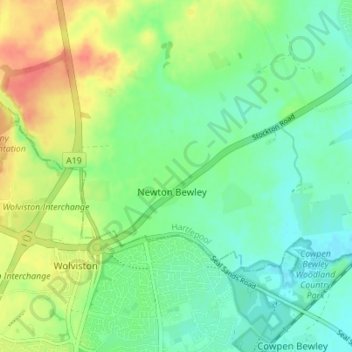 Newton Bewley topographic map, elevation, terrain